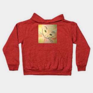 Colorful Abstract Cat Face With Hearts Kids Hoodie